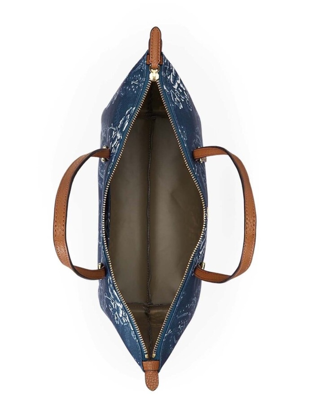 Women Ralph Lauren Blue Floral Medium Keaton Travel work office every day Tote - Picture 5 of 9